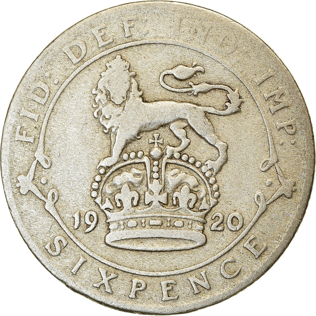 Coin, Great Britain, George V, 6 Pence, 1920, VF(20-25), Silver, KM:815