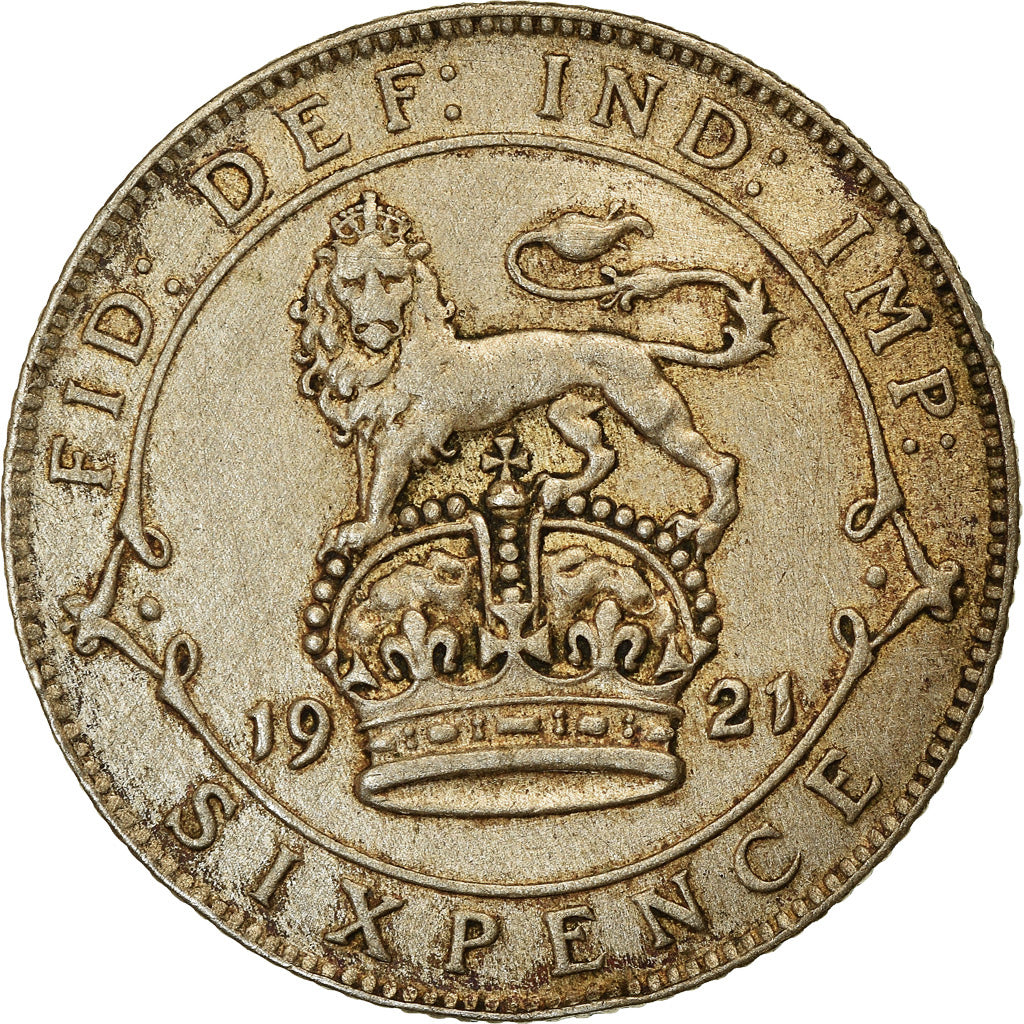 Coin, Great Britain, George V, 6 Pence, 1921, EF(40-45), Silver, KM:815a.1