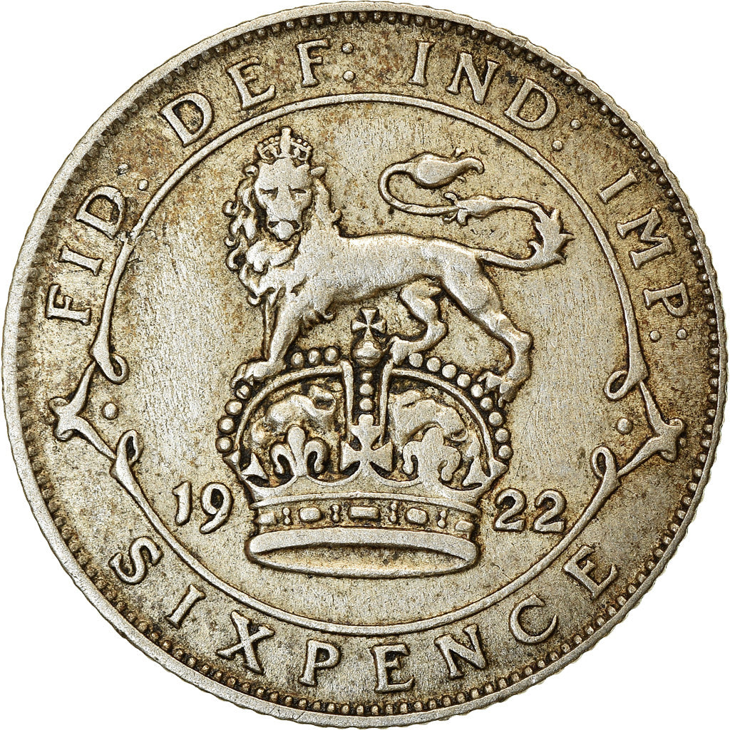 Coin, Great Britain, George V, 6 Pence, 1922, EF(40-45), Silver, KM:815a.1