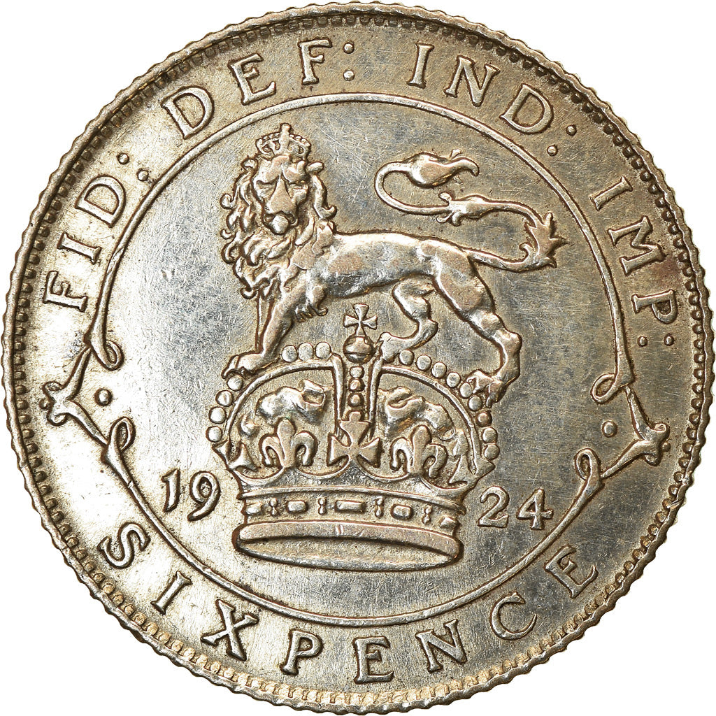 Coin, Great Britain, George V, 6 Pence, 1924, AU(55-58), Silver, KM:815a.1