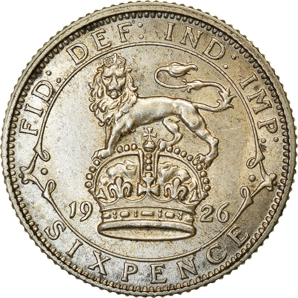 Coin, Great Britain, George V, 6 Pence, 1926, AU(55-58), Silver, KM:815a.2