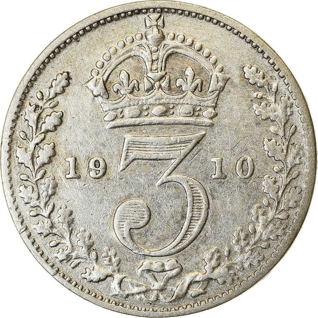 Coin, Great Britain, Edward VII, 3 Pence, 1910, EF(40-45), Silver, KM:797.2
