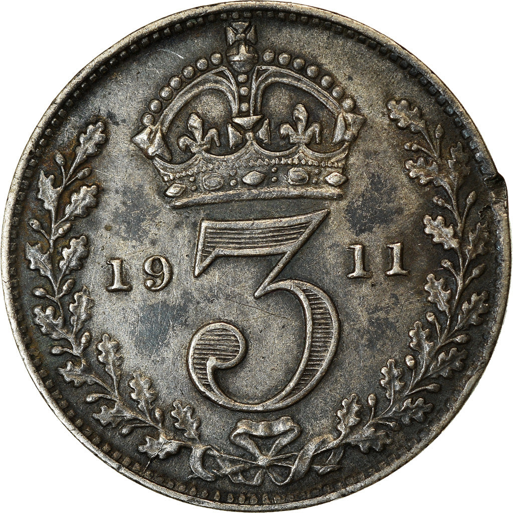 Coin, Great Britain, George V, 3 Pence, 1911, EF(40-45), Silver, KM:813