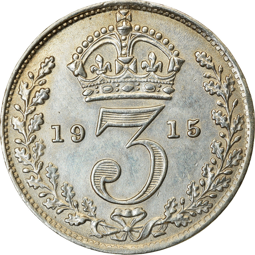 Coin, Great Britain, George V, 3 Pence, 1915, AU(50-53), Silver, KM:813