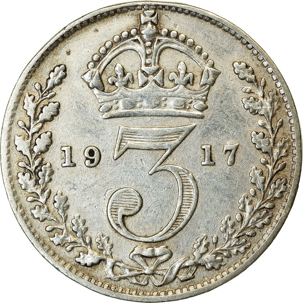 Moneta, Gran Bretagna, George V, 3 Pence, 1917, BB, Argento, KM:813