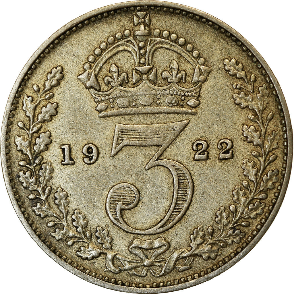 Coin, Great Britain, George V, 3 Pence, 1922, VF(30-35), Silver, KM:813a