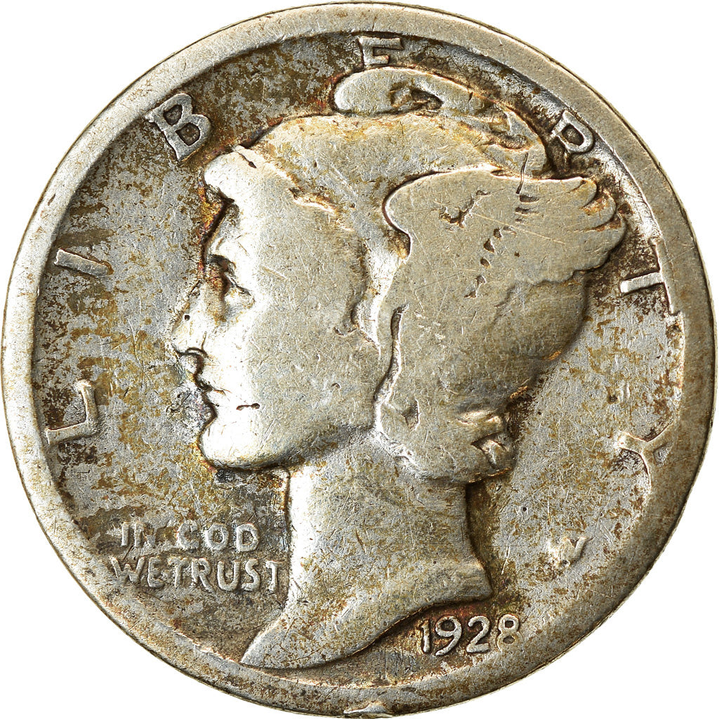 Coin, United States, Mercury Dime, Dime, 1928, U.S. Mint, Philadelphia