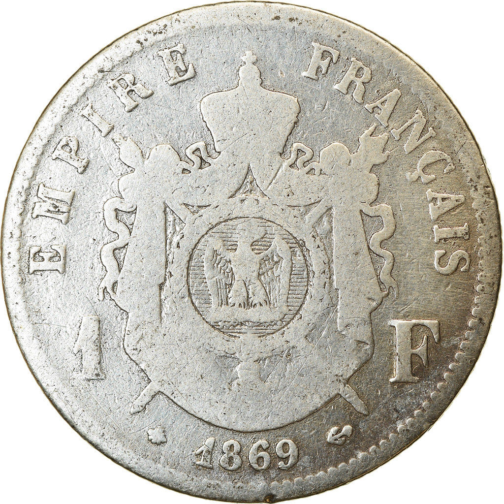 Coin, France, Napoleon III, Napoléon III, Franc, 1869, Paris, VF(20-25)