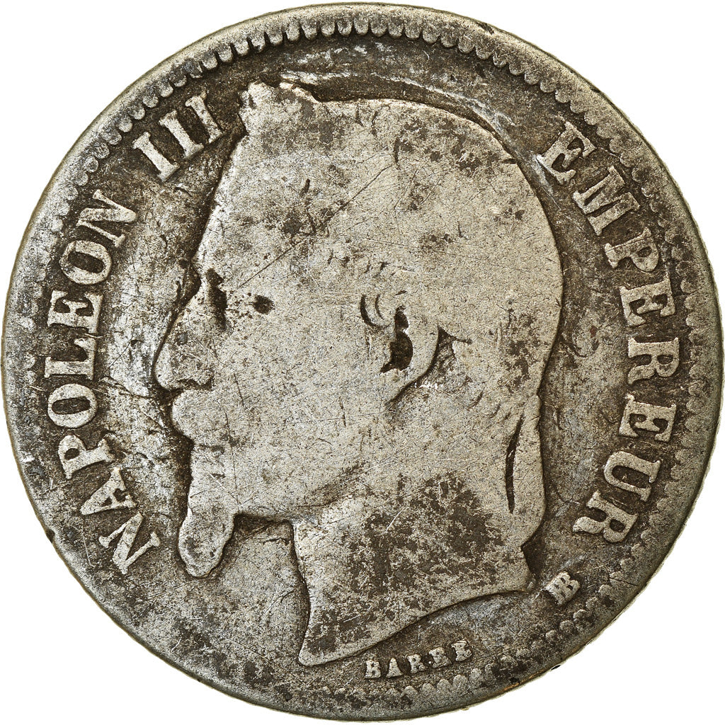 Moeda, França, Napoleon III, Napoléon III, Franc, 1867, Strasbourg, F(12-15)