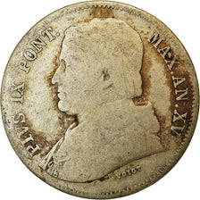 Moneda, Estados italianos, PAPAL STATES, Pius IX, 20 Baiocchi, 1860, BC+, Plata