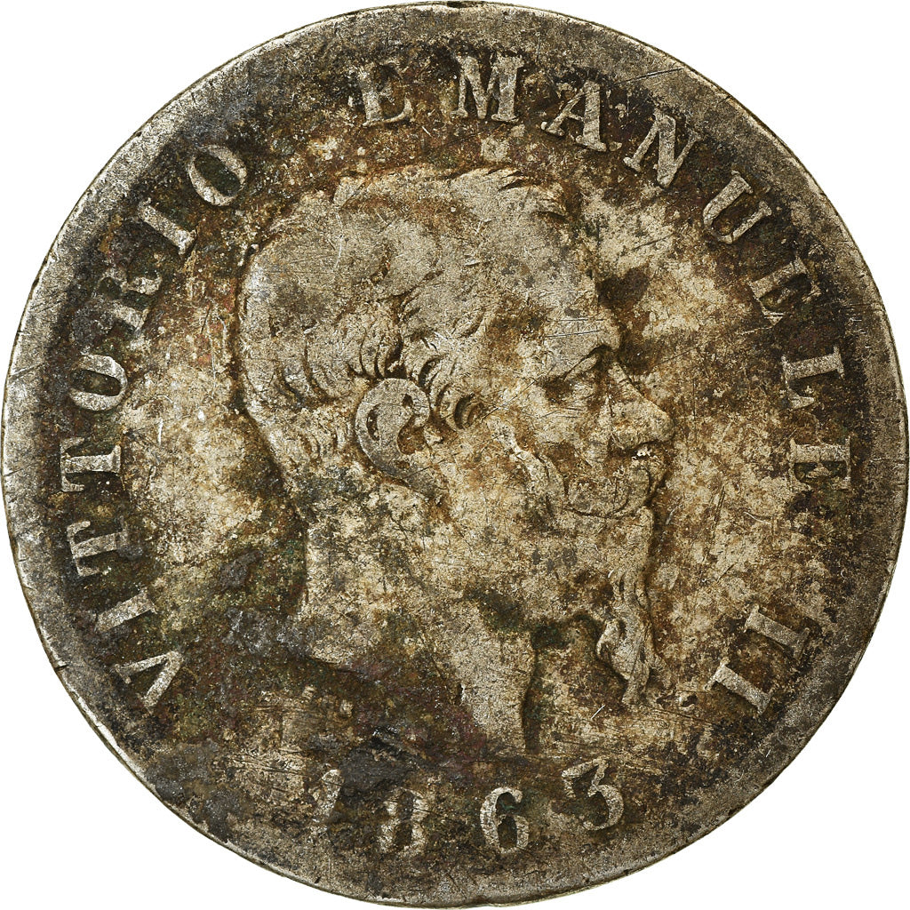 Coin, Italy, Vittorio Emanuele II, Lira, 1863, Torino, VF(20-25), Silver