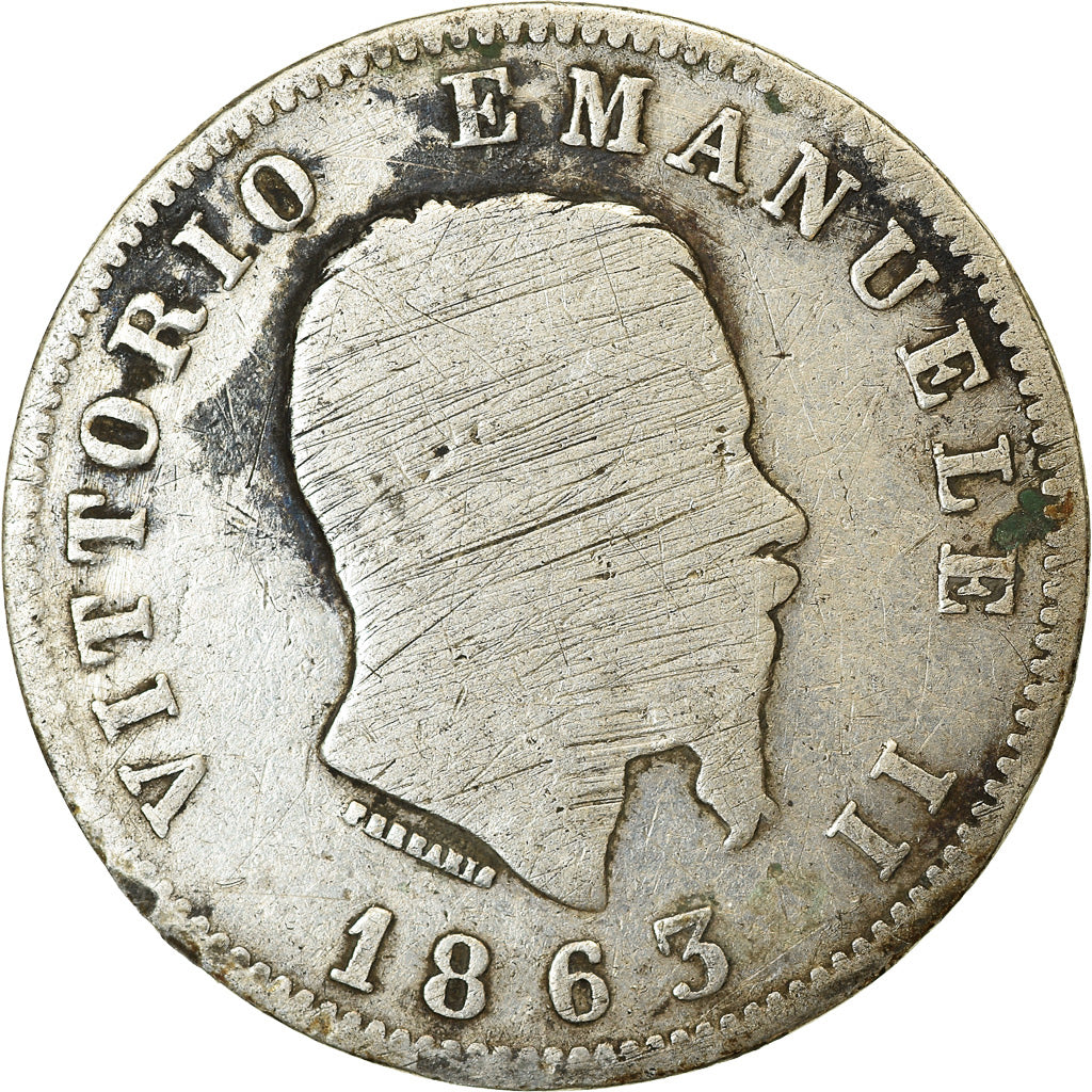 Munten, Italië, Vittorio Emanuele II, Lira, 1863, Milan, ZG+, Zilver, KM:5a.1