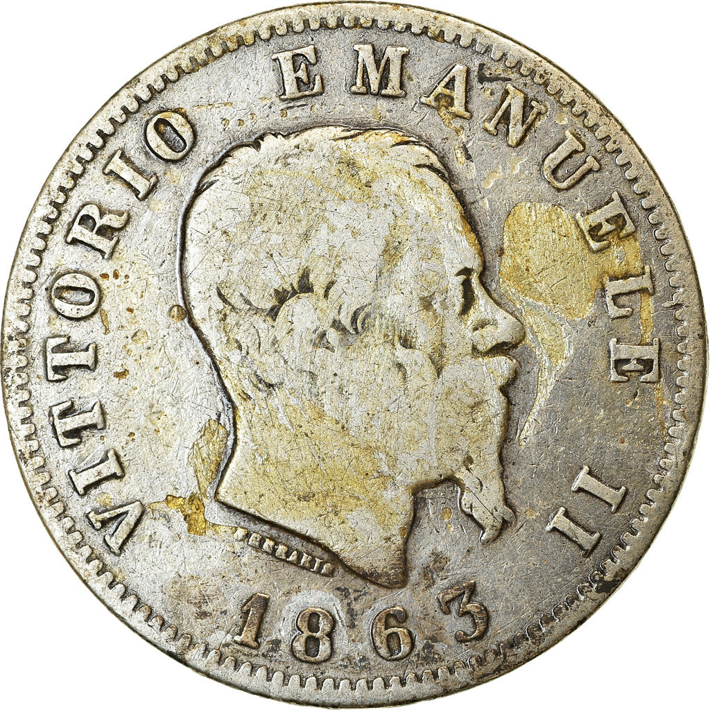 Moeda, Itália, Vittorio Emanuele II, Lira, 1863, Milan, VF(20-25), Prata