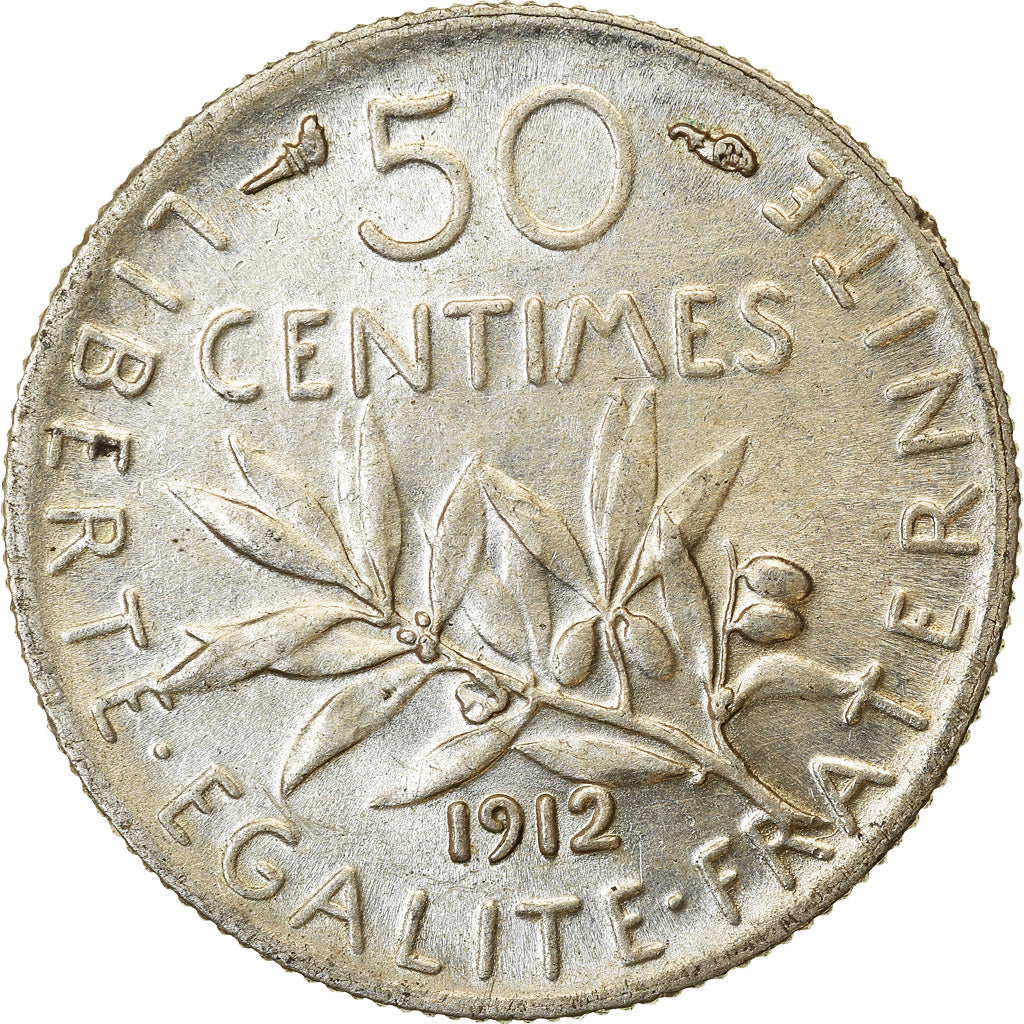 Coin, France, Semeuse, 50 Centimes, 1912, Paris, MS(60-62), Silver, KM:854