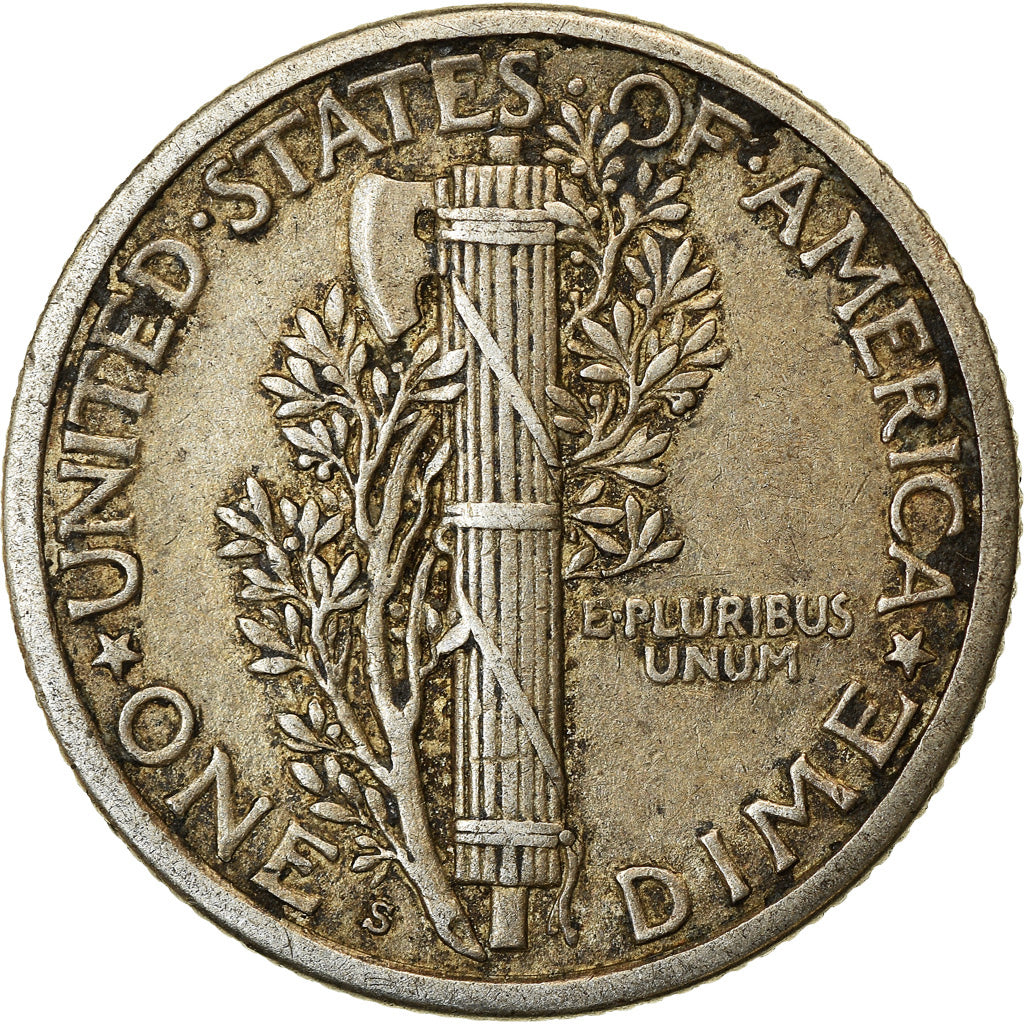 Coin, United States, Mercury Dime, Dime, 1917, U.S. Mint, San Francisco