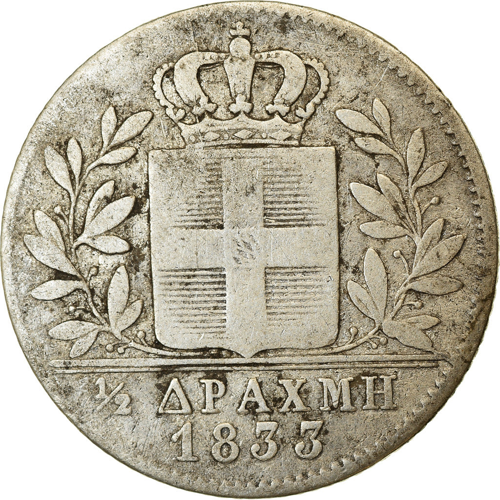 Coin, Greece, Othon, 1/2 Drachma, 1833, VF(20-25), Silver, KM:19
