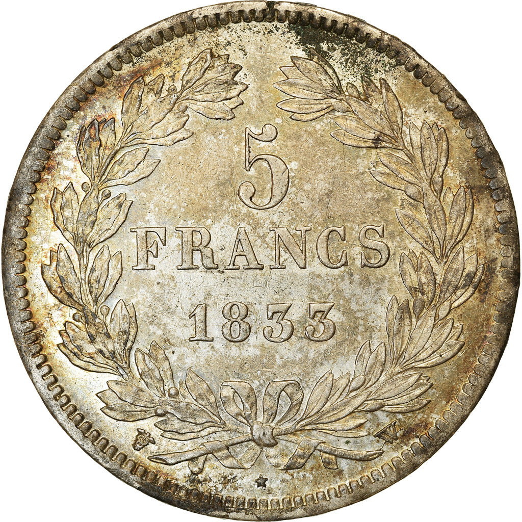 Moneda, Francia, Louis-Philippe, 5 Francs, 1833, Lille, EBC, Plata, KM:749.13