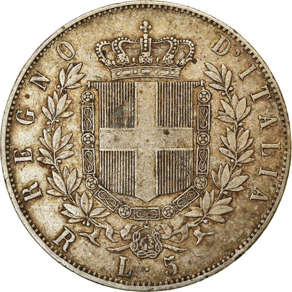 Coin, Italy, Vittorio Emanuele II, 5 Lire, 1876, Rome, VF(30-35), Silver, KM:8.4