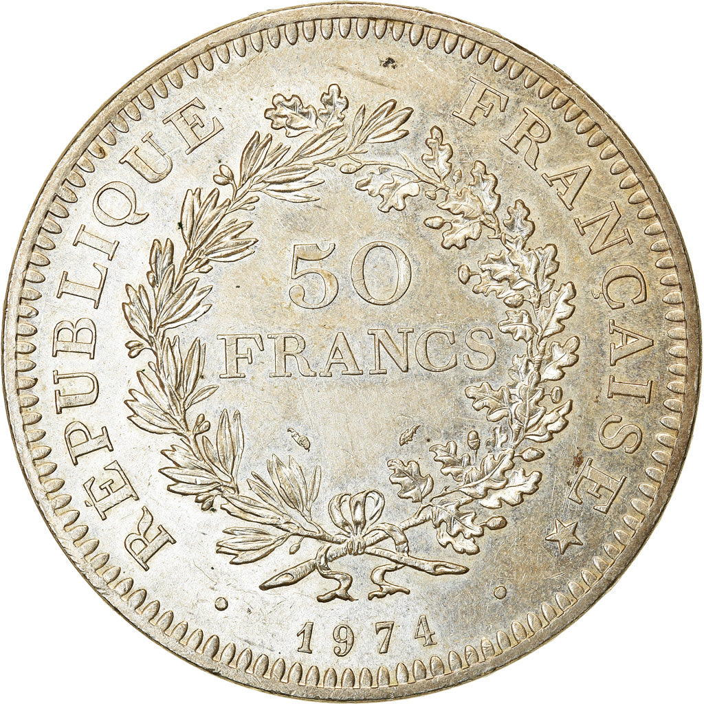 Coin, France, Hercule, 50 Francs, 1974, Hybrid issue, AU(50-53), Silver