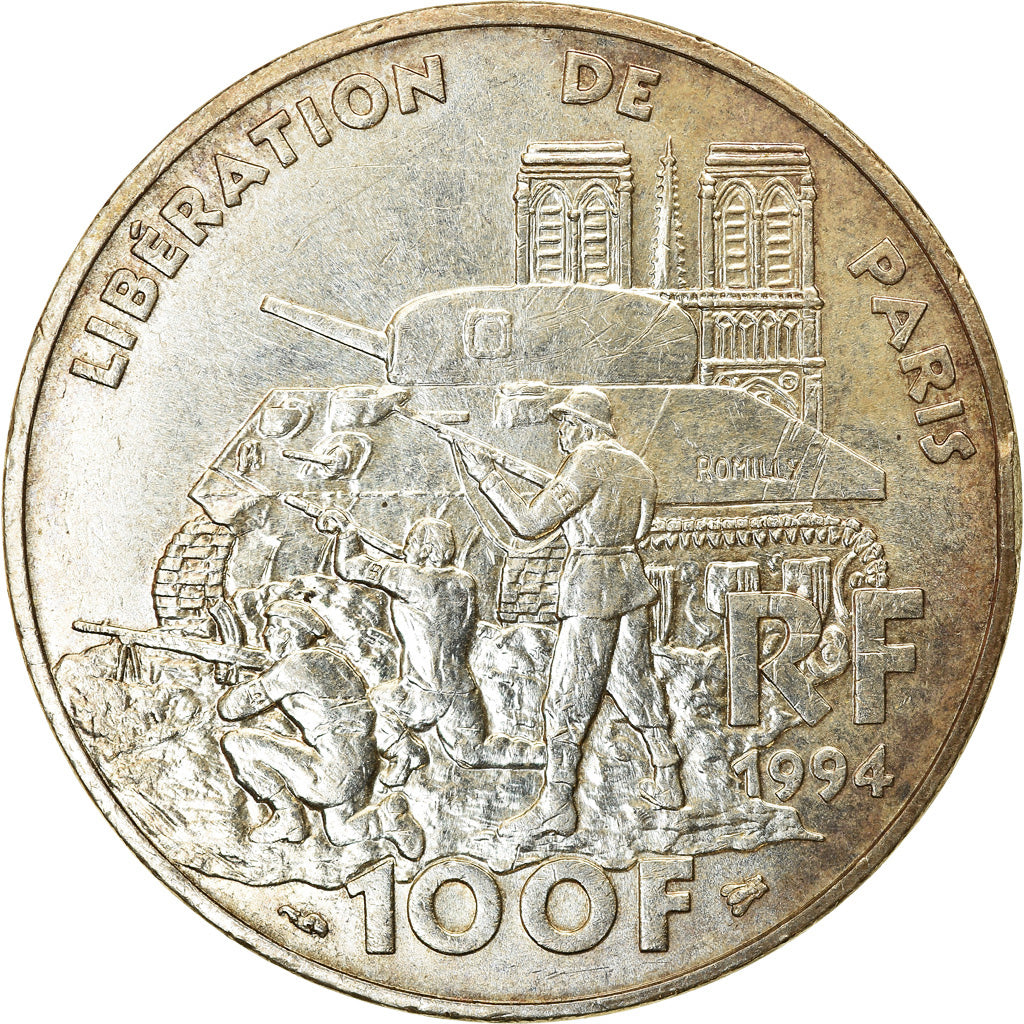 Moneta, Francia, Libération de Paris, 100 Francs, 1994, BB+, Argento
