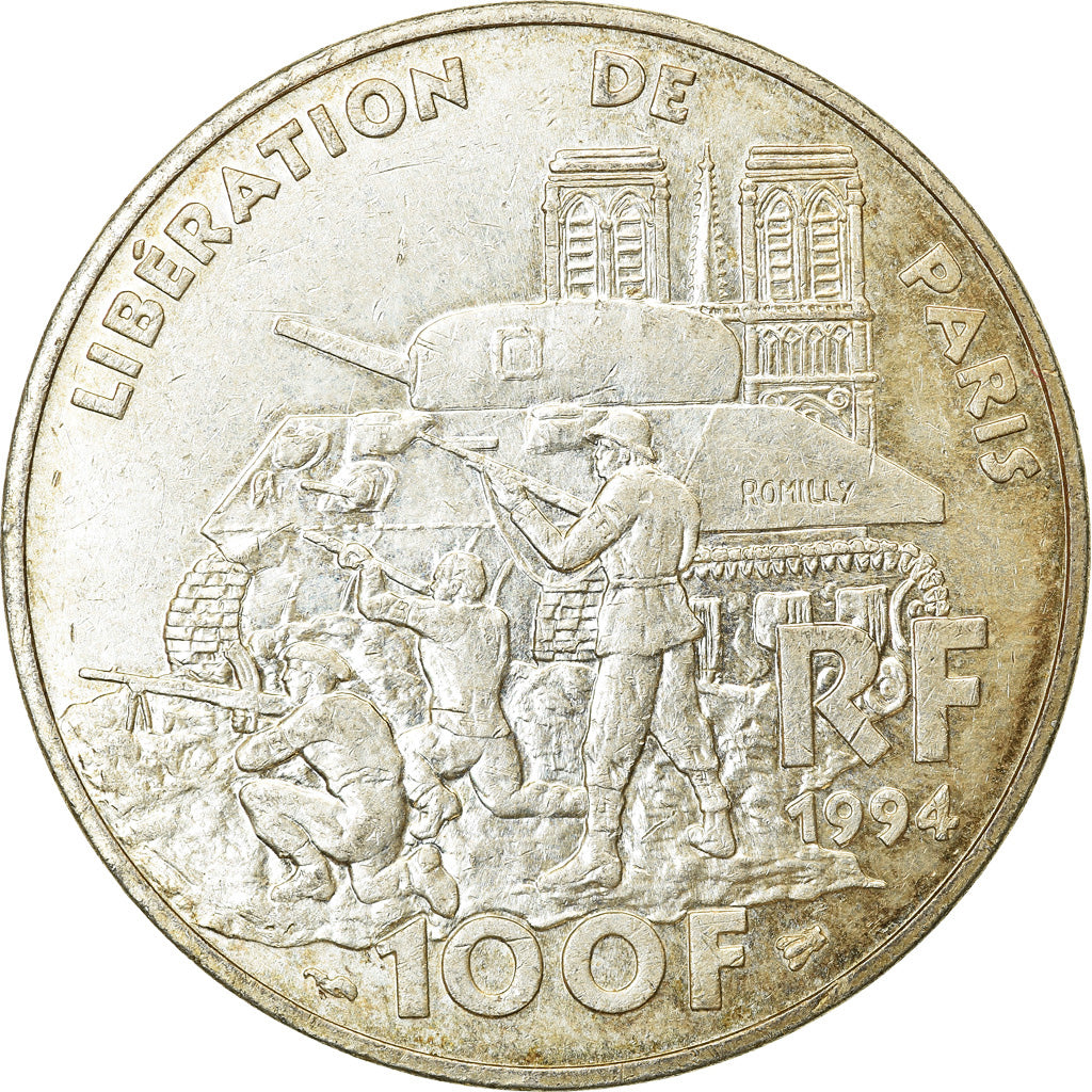 Coin, France, Libération de Paris, 100 Francs, 1994, AU(50-53), Silver
