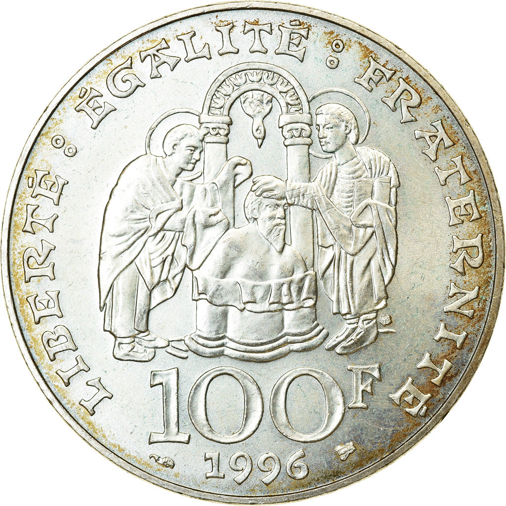 Coin, France, Clovis, 100 Francs, 1996, AU(55-58), Silver, KM:1180, Gadoury:953