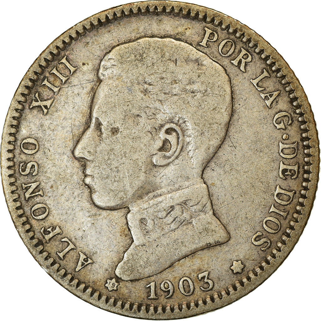 Coin, Spain, Alfonso XIII, Peseta, 1903, Madrid, VF(30-35), Silver, KM:721