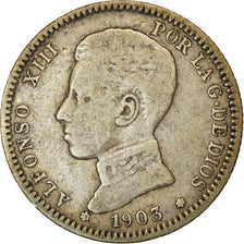 Moneda, España, Alfonso XIII, Peseta, 1903, Madrid, BC+, Plata, KM:721