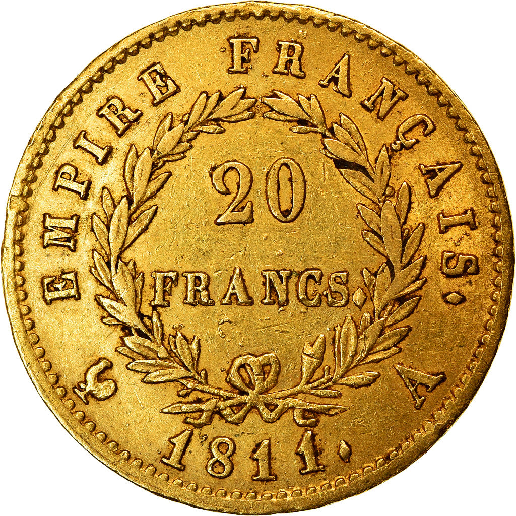 Moeda, França, Napoléon I, 20 Francs, 1811, Paris, EF(40-45), Dourado