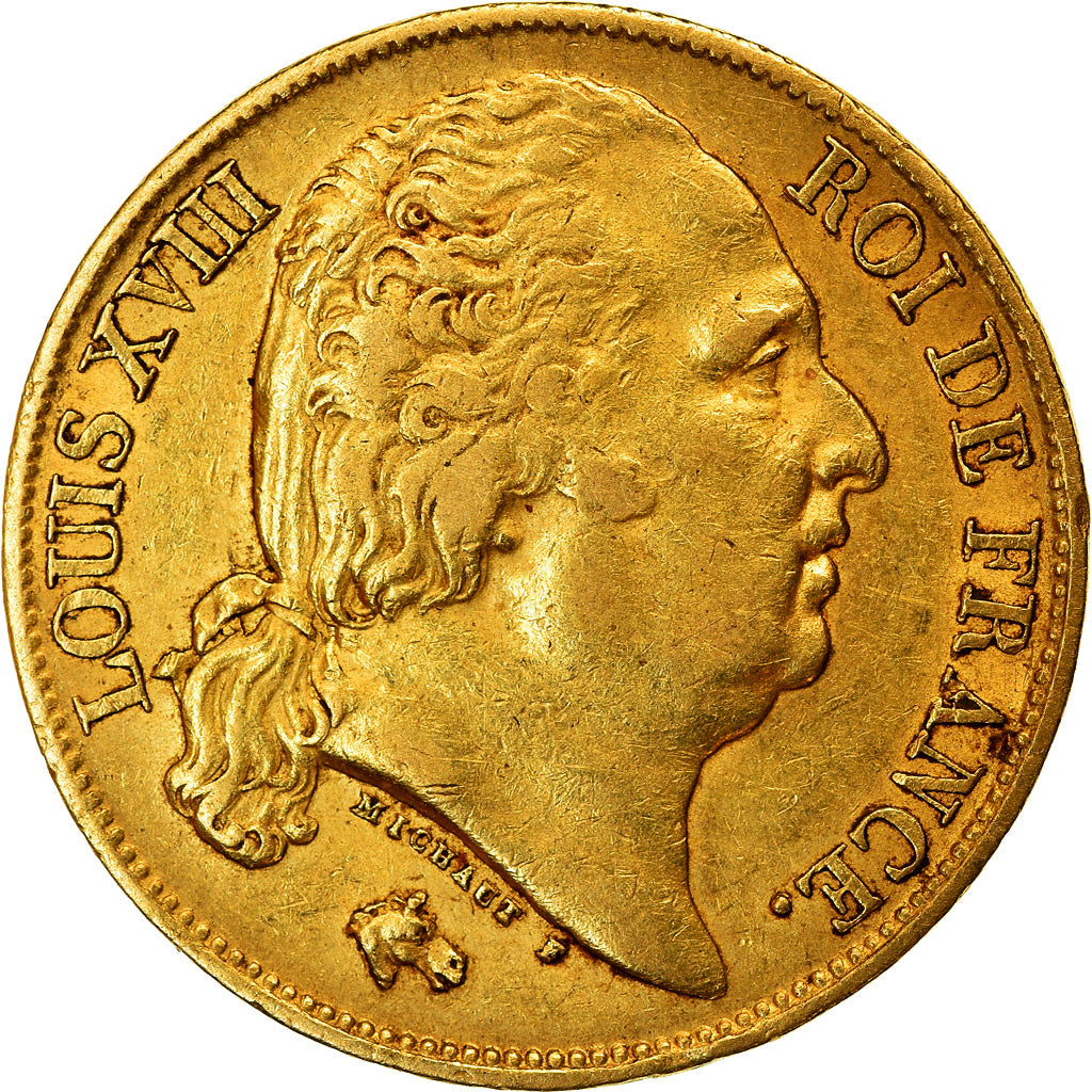 Moneta, Francia, Louis XVIII, Louis XVIII, 20 Francs, 1817, Paris, BB, Oro