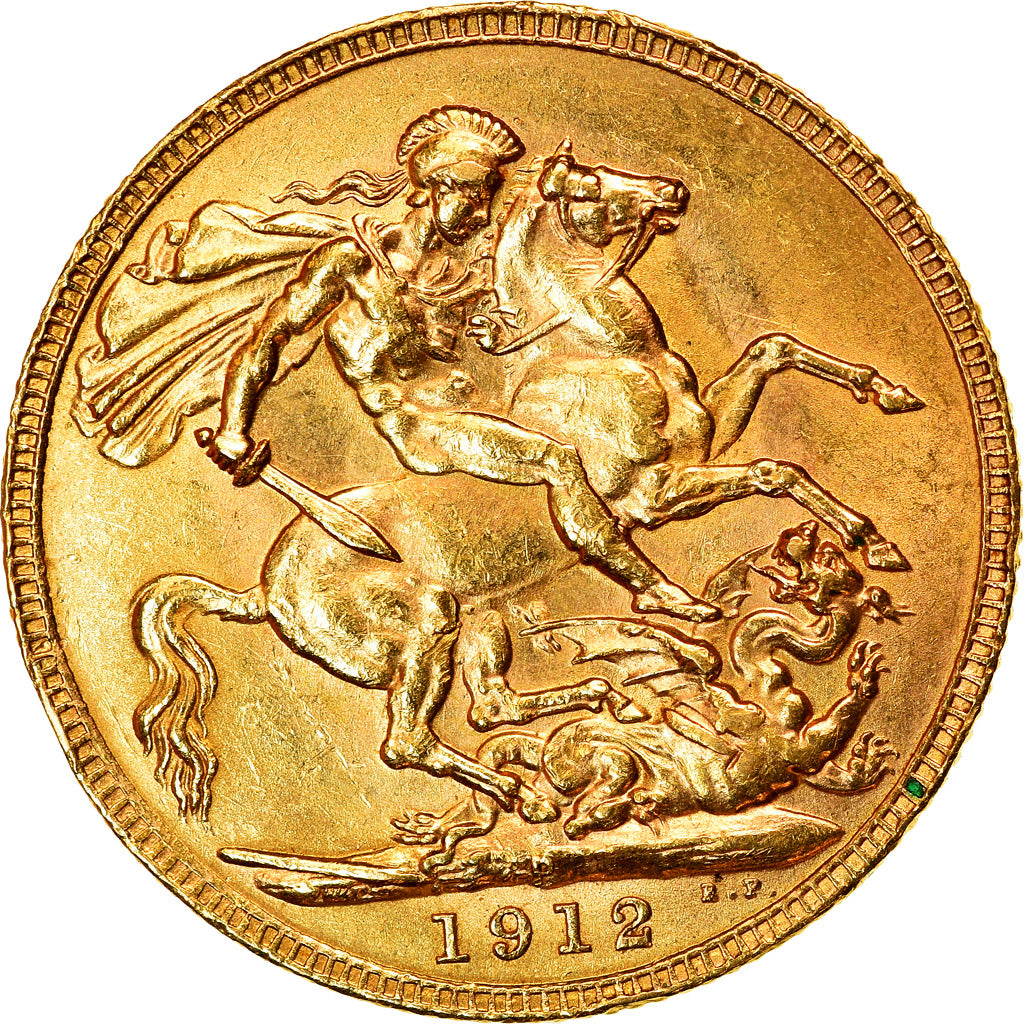 Coin, Australia, George V, Sovereign, 1912, Perth, MS(60-62), Gold, KM:29