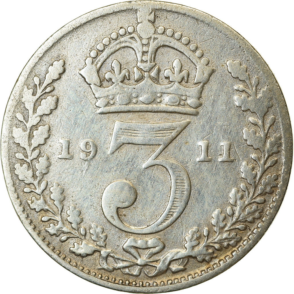 Coin, Great Britain, George V, 3 Pence, 1911, VF(30-35), Silver, KM:813