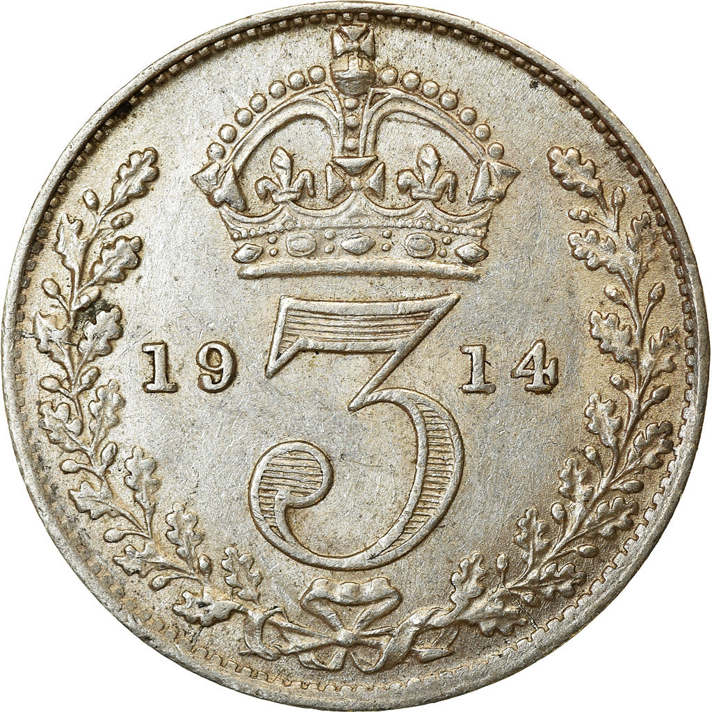 Coin, Great Britain, George V, 3 Pence, 1914, AU(55-58), Silver, KM:813