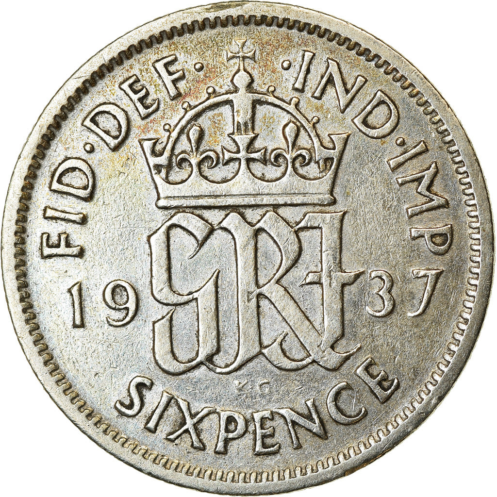 Coin, Great Britain, George VI, 6 Pence, 1937, AU(50-53), Silver, KM:852