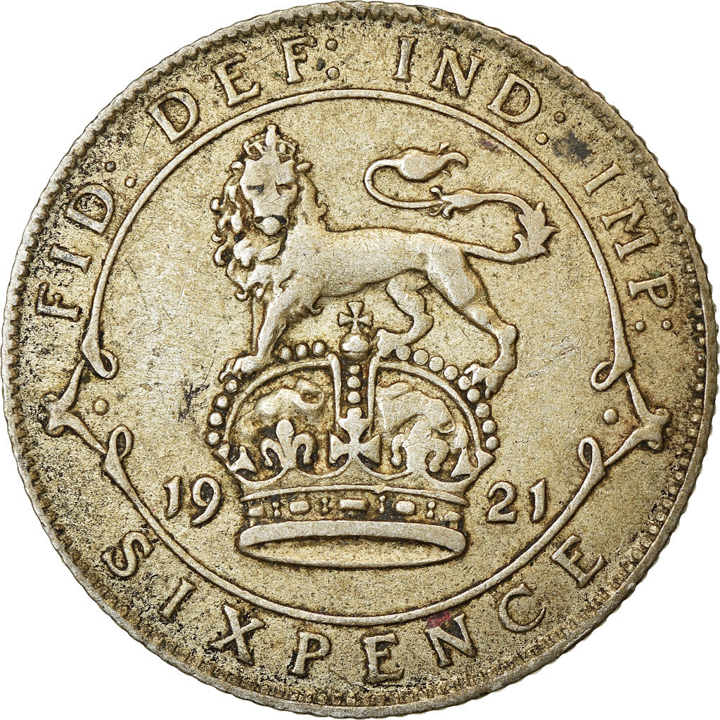 Coin, Great Britain, George V, 6 Pence, 1921, EF(40-45), Silver, KM:815a.1