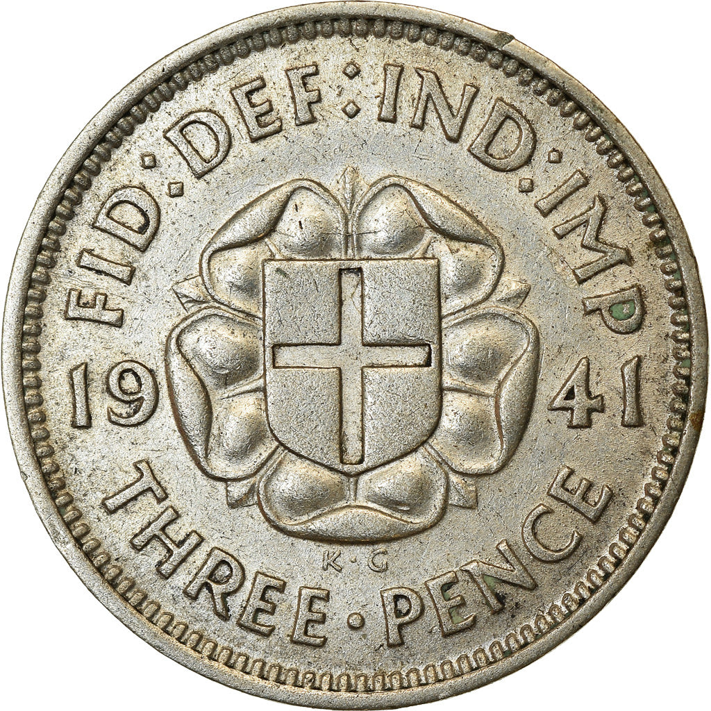Coin, Great Britain, George VI, 3 Pence, 1941, EF(40-45), Silver, KM:848