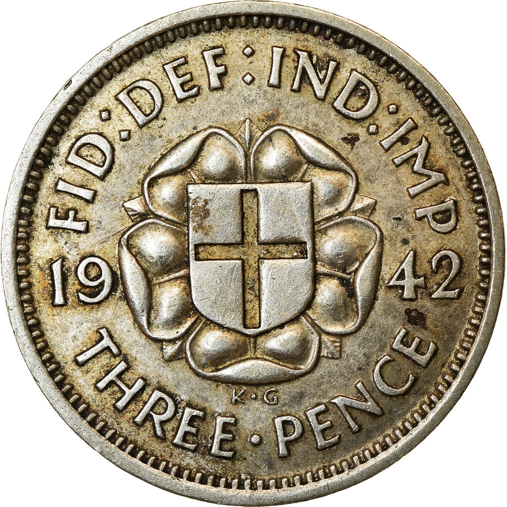 Coin, Great Britain, George VI, 3 Pence, 1942, AU(50-53), Silver, KM:848