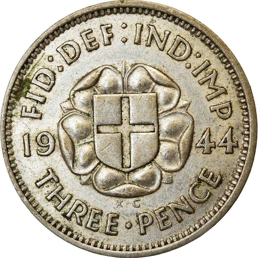 Coin, Great Britain, George VI, 3 Pence, 1944, EF(40-45), Silver, KM:848