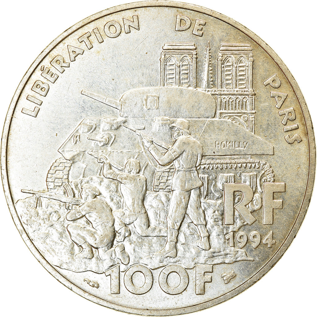 Coin, France, Libération de Paris, 100 Francs, 1994, AU(50-53), Silver
