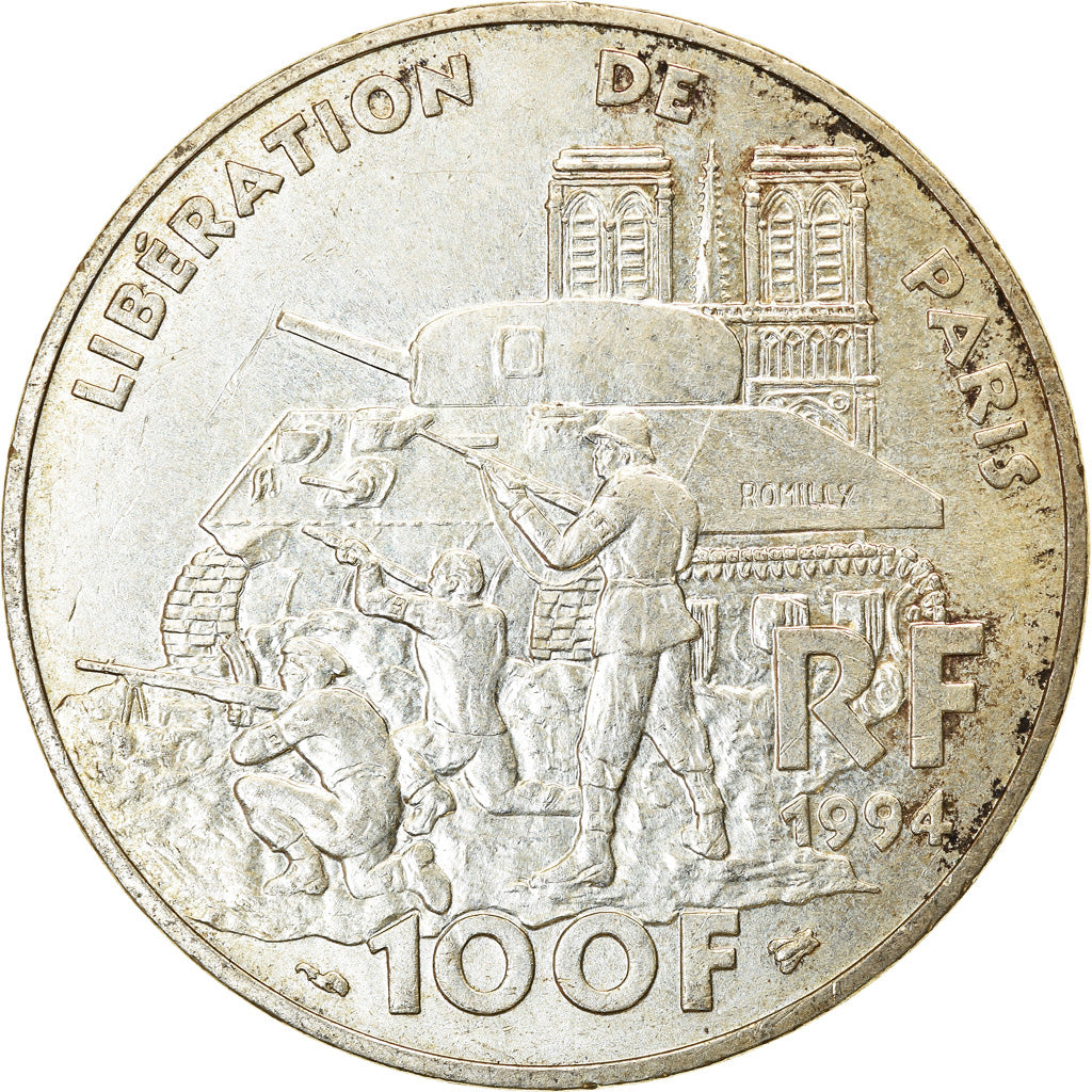 Coin, France, Libération de Paris, 100 Francs, 1994, AU(50-53), Silver