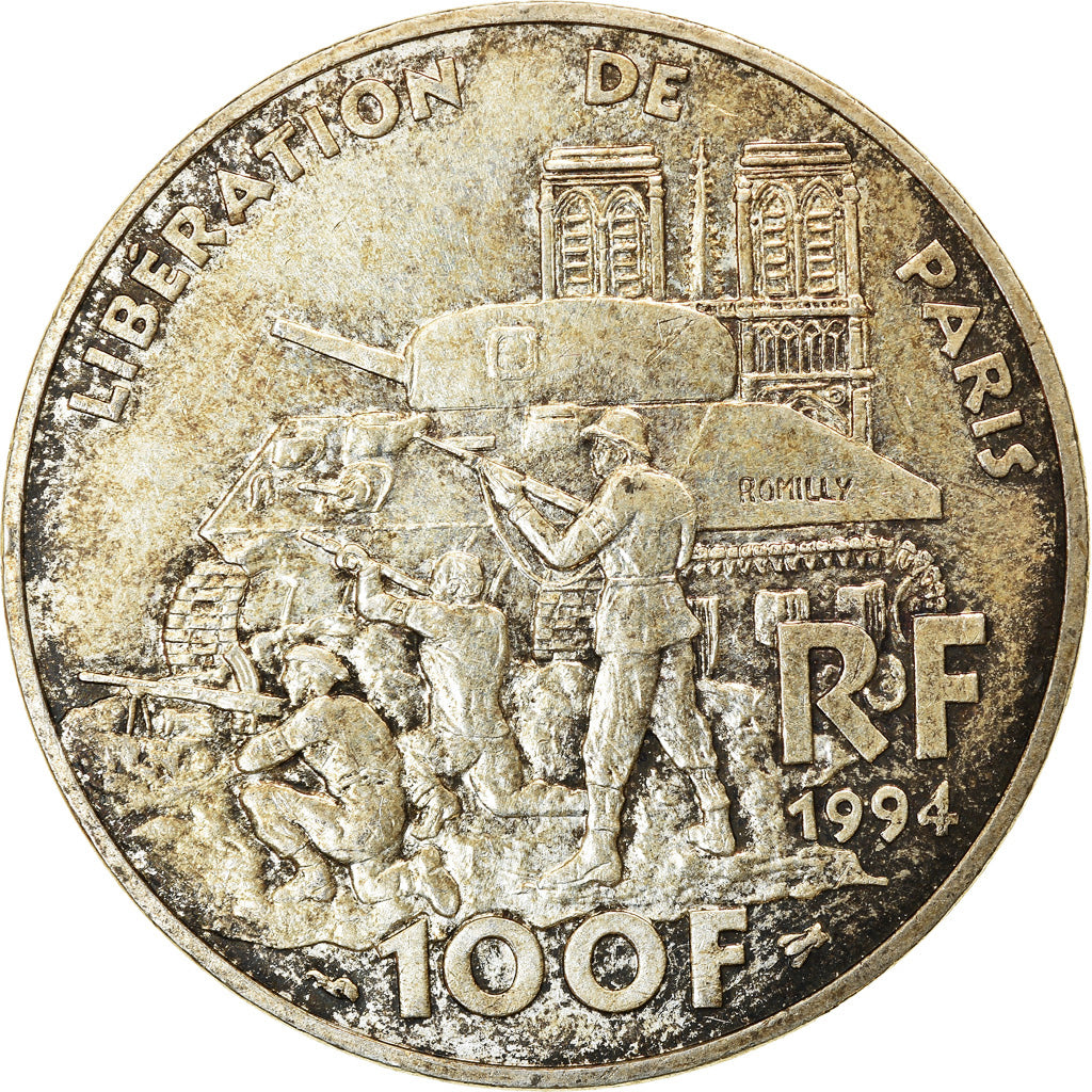 Coin, France, Libération de Paris, 100 Francs, 1994, AU(55-58), Silver
