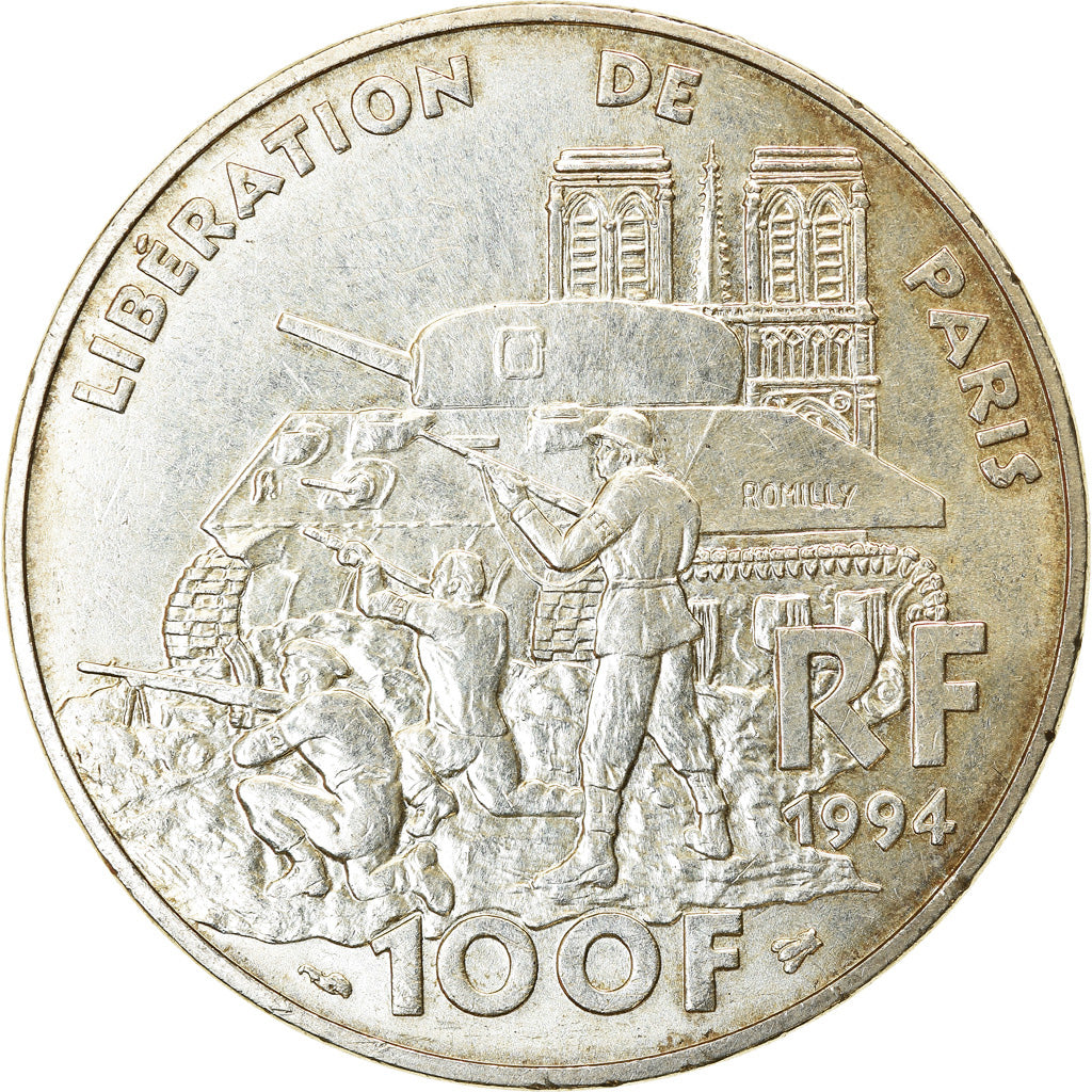 Coin, France, Libération de Paris, 100 Francs, 1994, AU(55-58), Silver