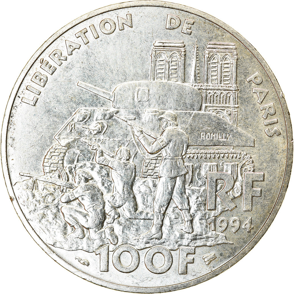 Coin, France, Libération de Paris, 100 Francs, 1994, MS(60-62), Silver