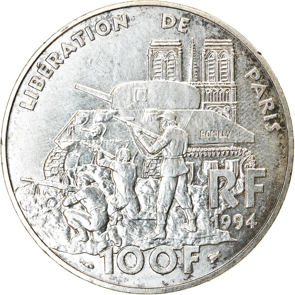 Coin, France, Libération de Paris, 100 Francs, 1994, MS(60-62), Silver