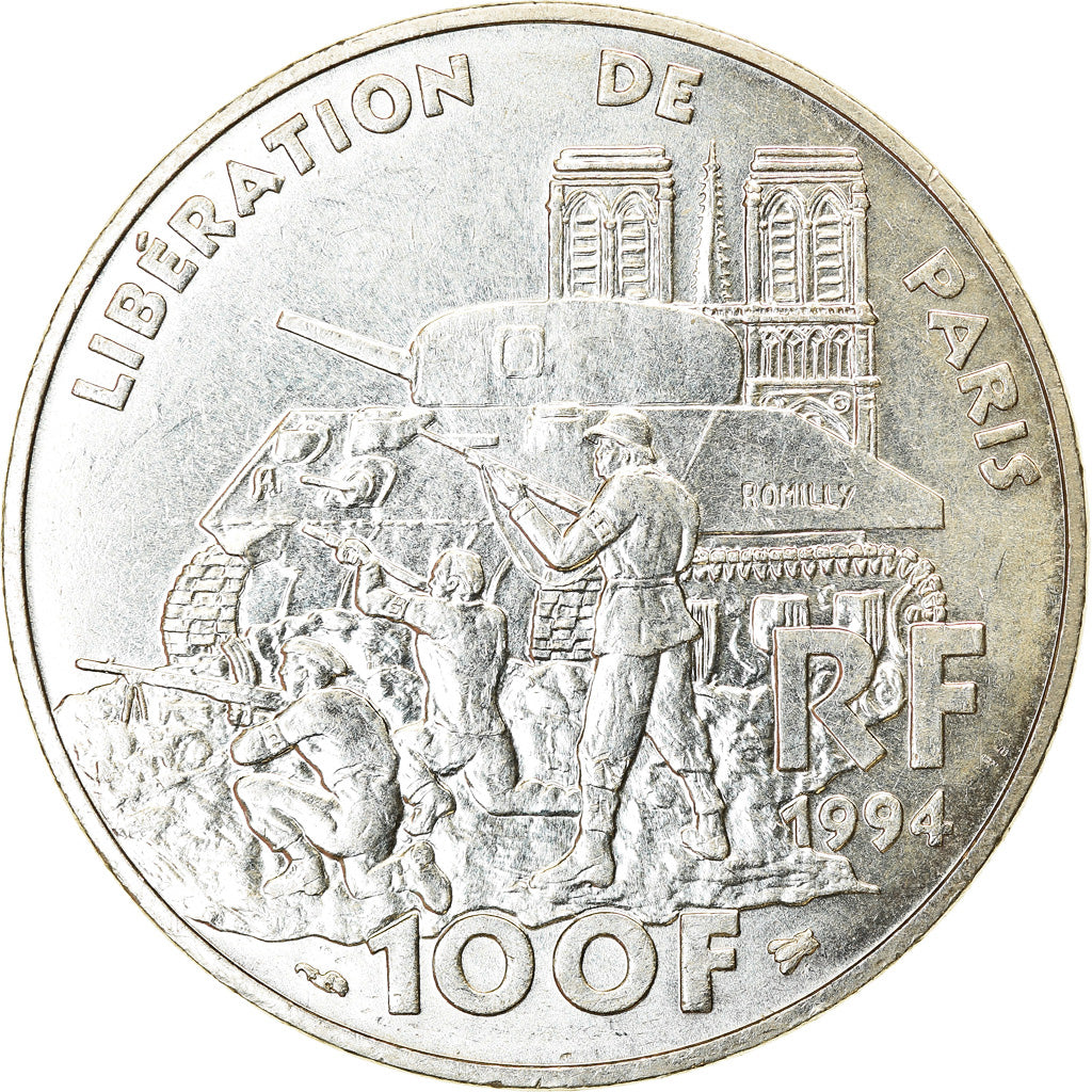Coin, France, Libération de Paris, 100 Francs, 1994, MS(60-62), Silver