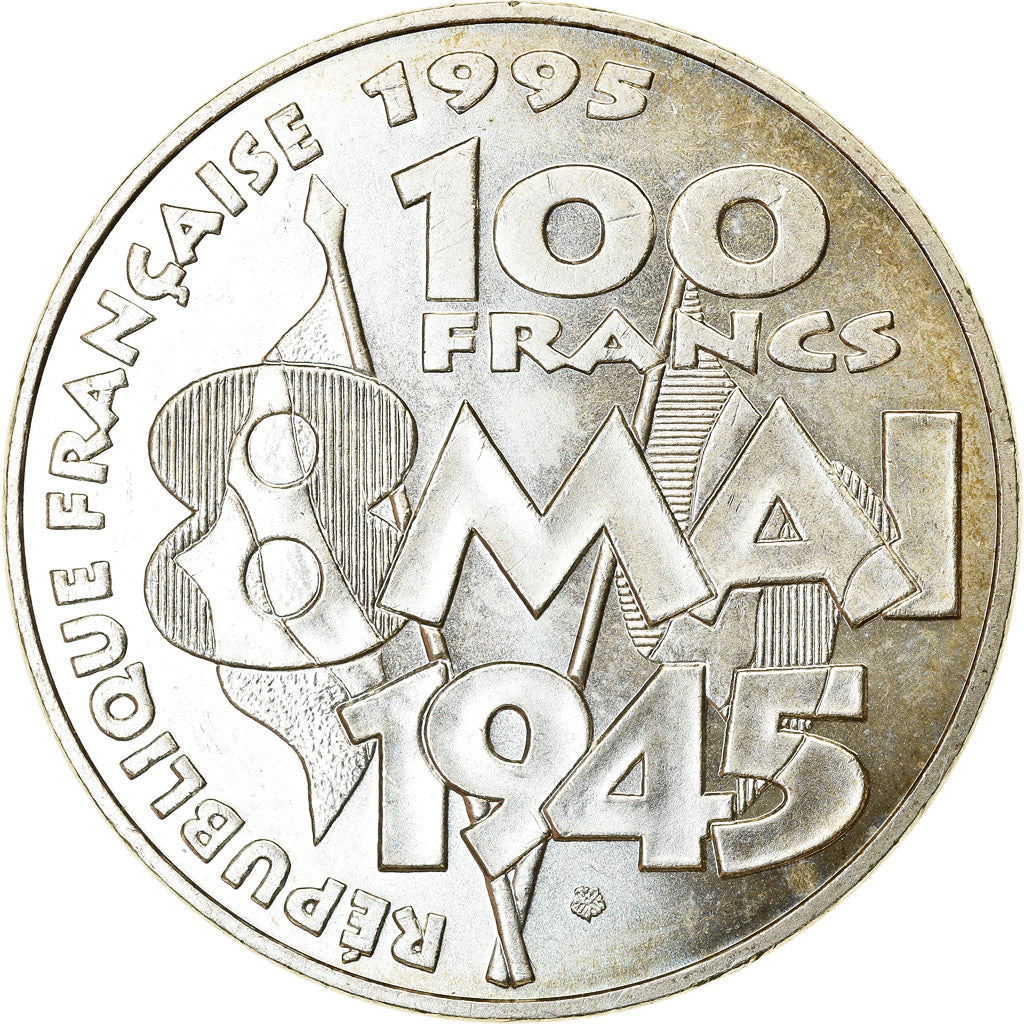 Moneda, Francia, 8 mai 1945, 100 Francs, 1995, Paris, EBC, Plata, KM:1116.1