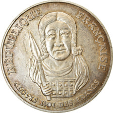 Moeda, França, Clovis, 100 Francs, 1996, AU(50-53), Prata, KM:1180, Gadoury:953