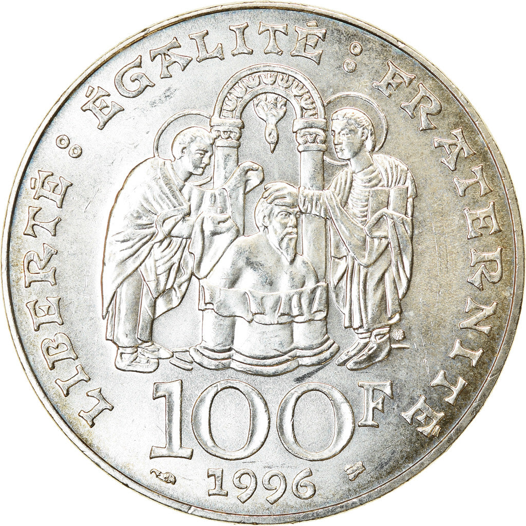 Coin, France, Clovis, 100 Francs, 1996, MS(60-62), Silver, KM:1180, Gadoury:953