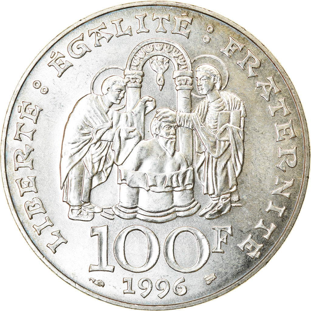 Coin, France, Clovis, 100 Francs, 1996, MS(60-62), Silver, KM:1180, Gadoury:953