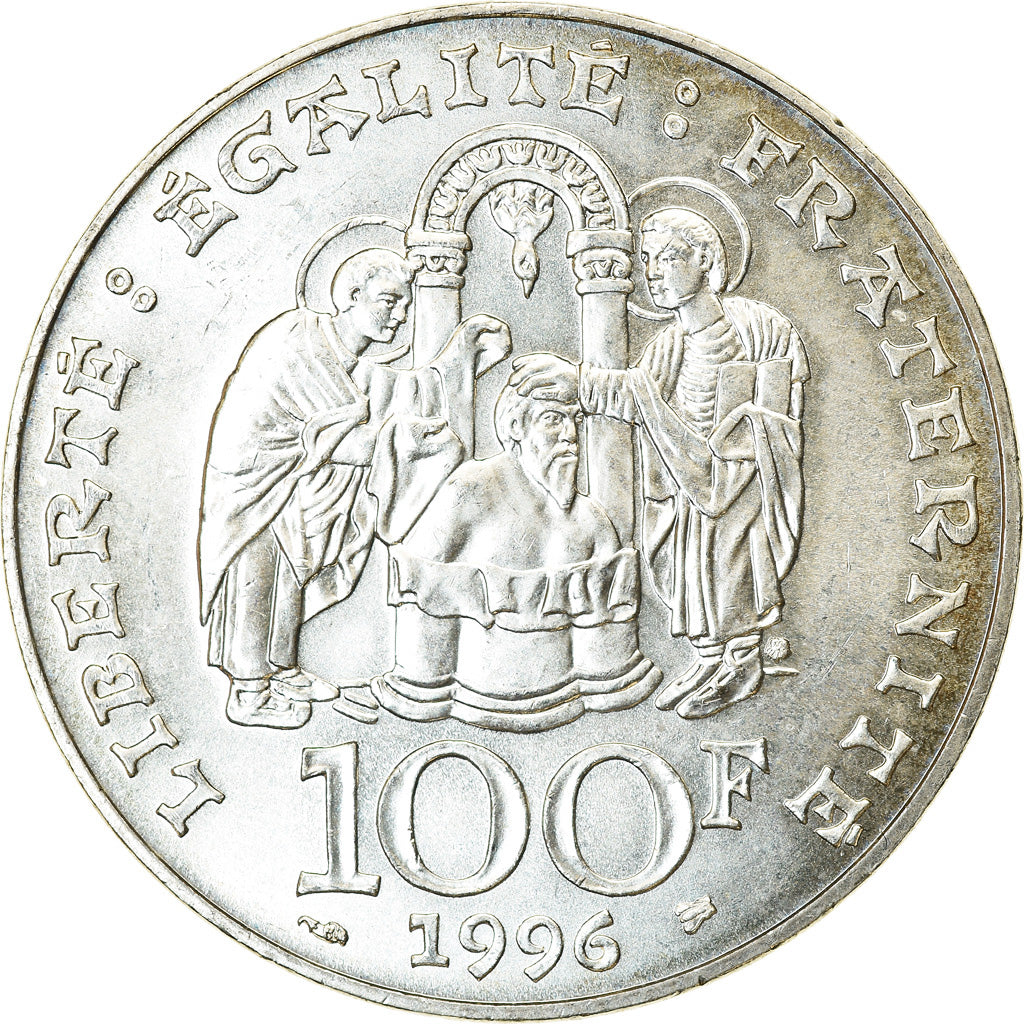Coin, France, Clovis, 100 Francs, 1996, MS(60-62), Silver, KM:1180, Gadoury:953